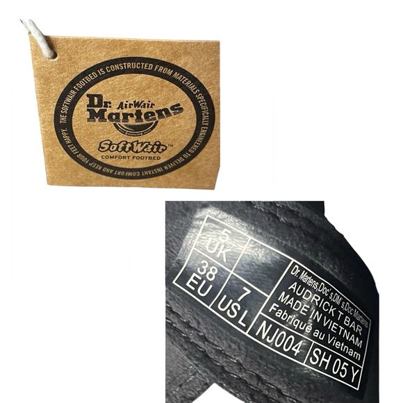 New Dr Doc Marten Audrick T Bar Shoes Womens 7 Black Leather Mary Jane Platform - Picture 8 of 16